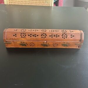 Wooden Incense Holder with Elephant Design